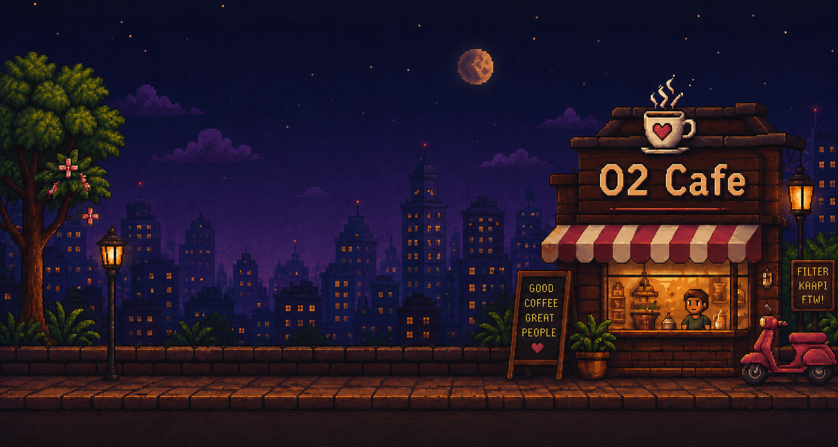 O2 Cafe Pixel Art Coffee Shop in Sirsa